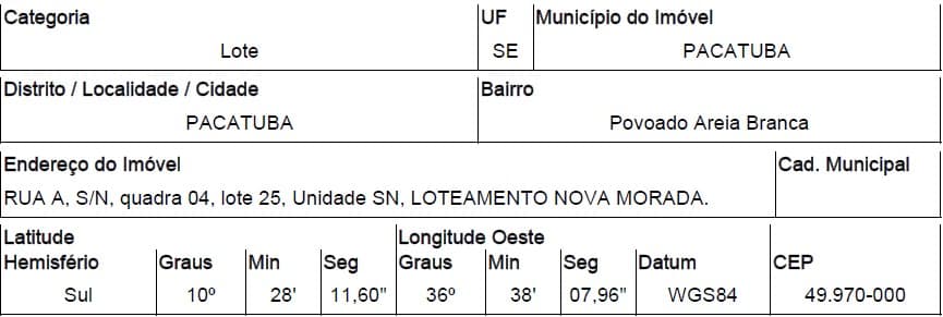 PACATUBA - POVOADO AREIA BRANCA