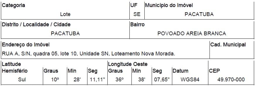 PACATUBA - POVOADO AREIA BRANCA