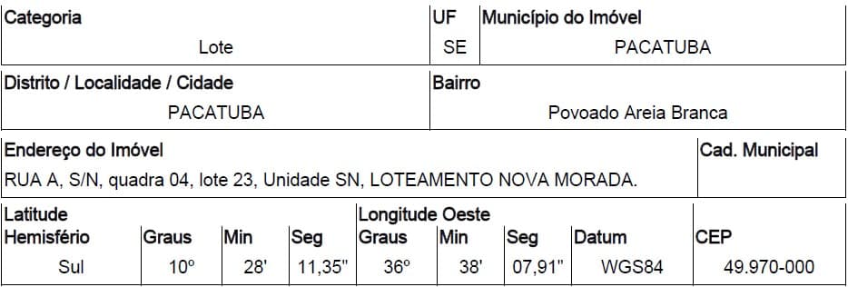 PACATUBA - POVOADO AREIA BRANCA